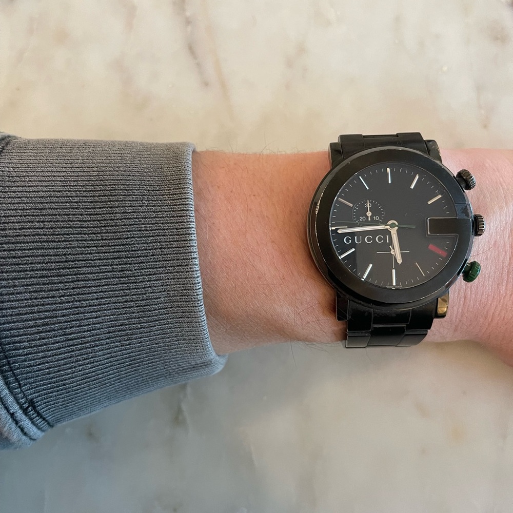 GUCCI G-Chrono Quartz Black Dial Stainless Steel Men's Watch